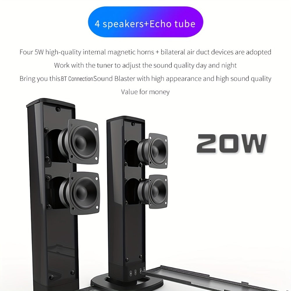 Sound Bar with 4 Subwoofers 20W Hi-Fi Wireless Surround Sound System Bluetooth 5.0 TWS Wall for an Everyday Personal Care Routine