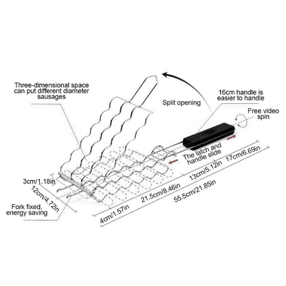 BBQ Sausage Grilling Basket, for Grilling, Camping and Outdoor Meals, with the Listed Configuration