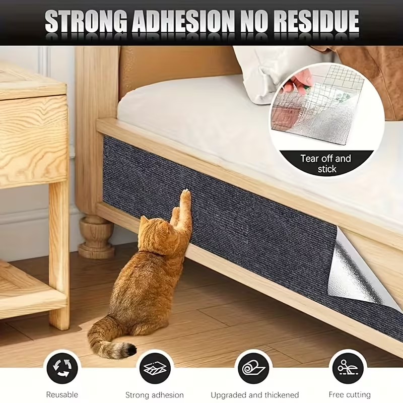 Cat Scratch Mat 55"x15" Trimmable Self-Adhesive Cat Scratching Pad for Furniture Sofa Couch Wall Door Corner Protection