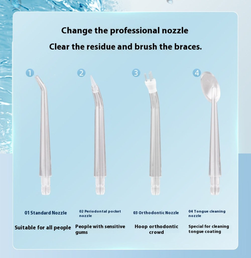 Water Flosser Cordless Three-Mode Oral Irrigator with Four Nozzles, USB Charging and Pink, Purple, Black or White Options