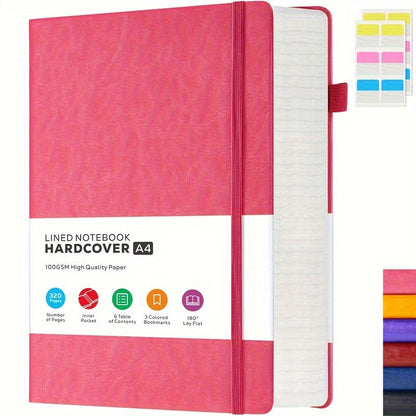A4 Hardcover Lined Journal Notebook 320 Pages, Faux Leather College Ruled Notebook with 100GSM Thick Pages