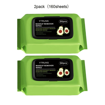 Makeup Remover Wipes Avocado Squalane Deep Cleansing Disposable Face Wipes 80 Sheets Pack for Bath Time, Home Spa and Personal Care