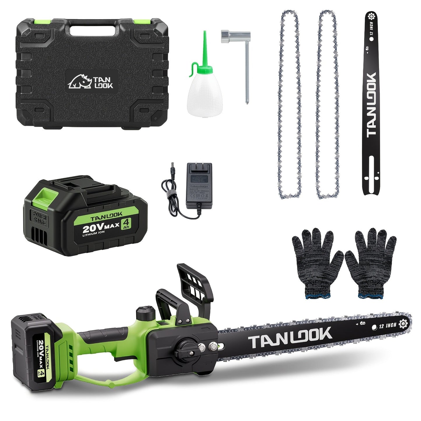 12-Inch Cordless Electric Chainsaw Kit in Five Colors with One- or Two-Battery and Two- or Three-Chain Options
