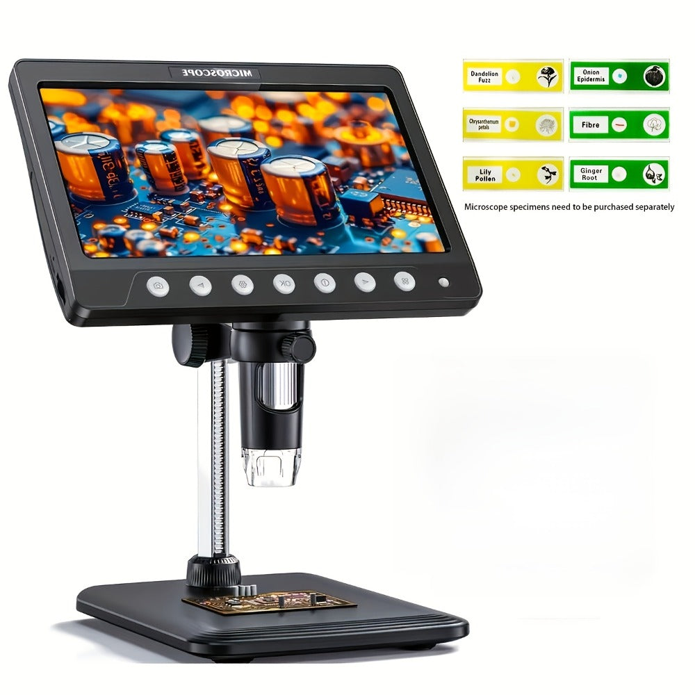 1200X Digital Microscope 7-Inch IPS Screen, WINWEND USB Coin & Soldering Microscope with 8 Adjustable LED Lights