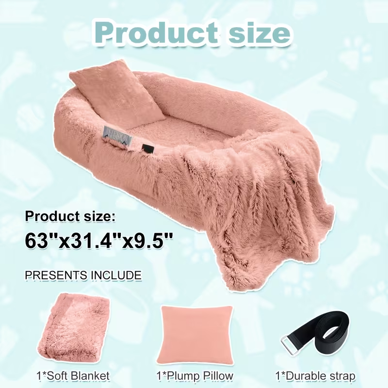 Human Dog Bed Extra Large – 70x44x11 Inch Washable Faux Fur Orthopedic Dog Bed for People & Pets, Non-Slip Giant Dog Bed with Removable