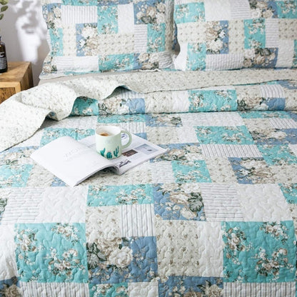 Floral Quilt Set Lightweight Bedspread Coverlet 2 or 3-Piece, All Season Hypoallergenic Breathable Paisley Patchwork Print Quilt for Bedroom