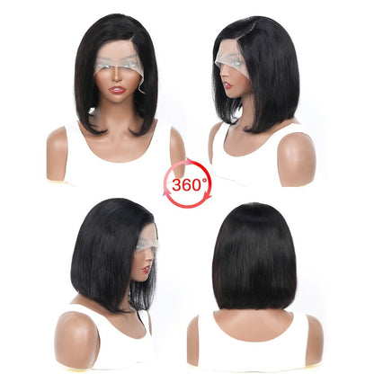 Lace Front Bob Wig Human Hair T Part 13x4 Pre-Plucked 180% Density Straight Side Part Natural, for Home, Travel and Salon Hair Styling