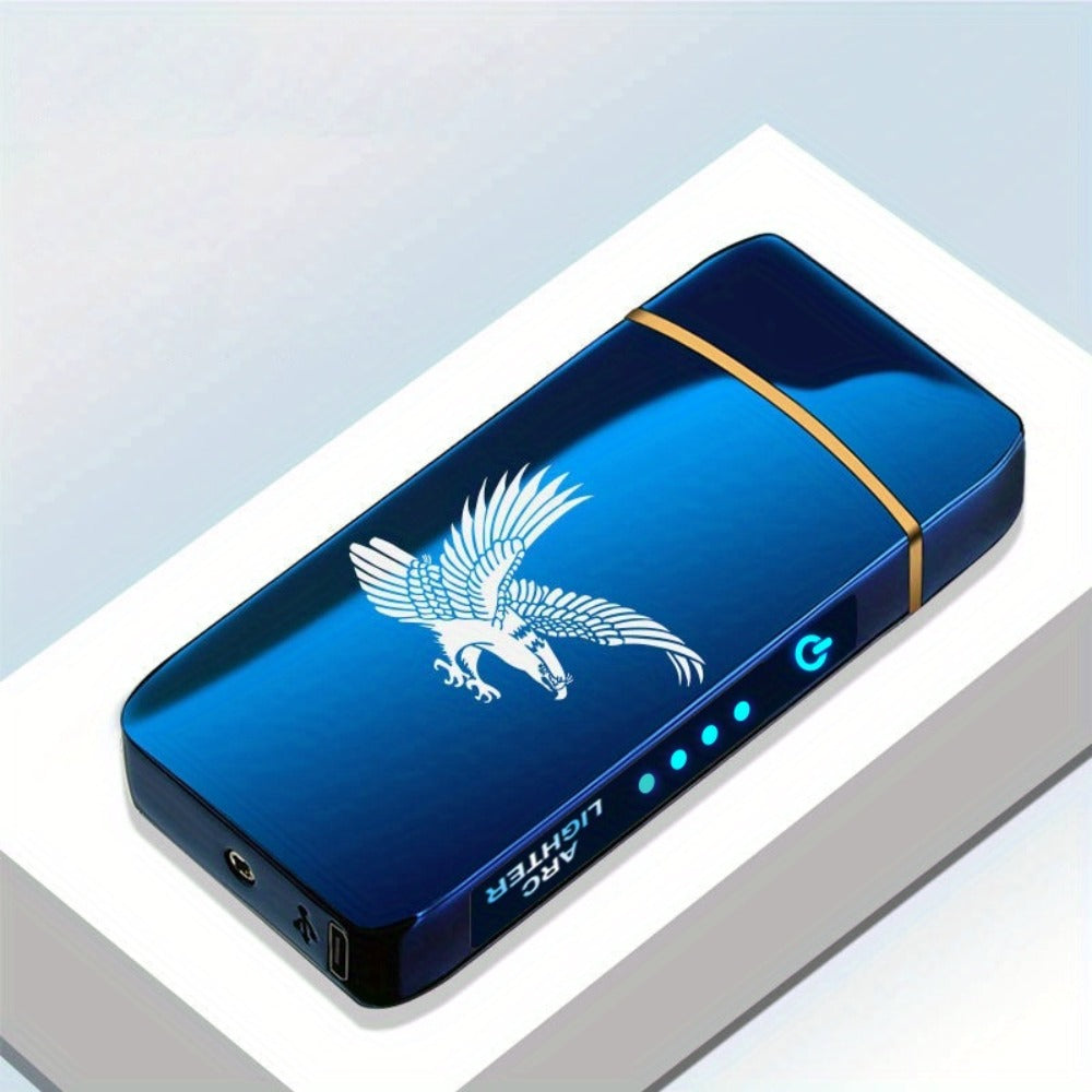 Flip-Top Dual-Arc Electric Lighter with Power Display in 12 Black or Blue Artwork Options Pictured