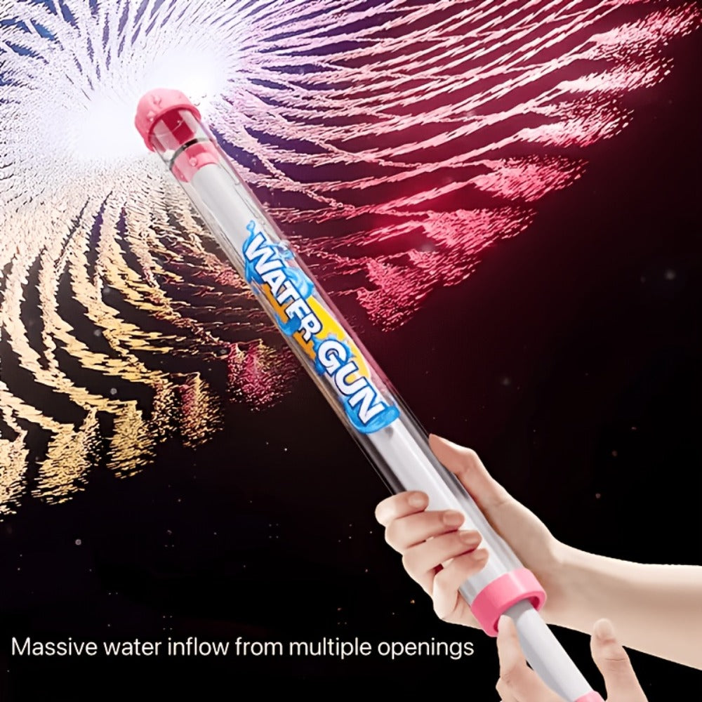Firework-Shape Manual Water Blaster Set with Three or Six Pull-Push Wands in Blue, Purple and Pink