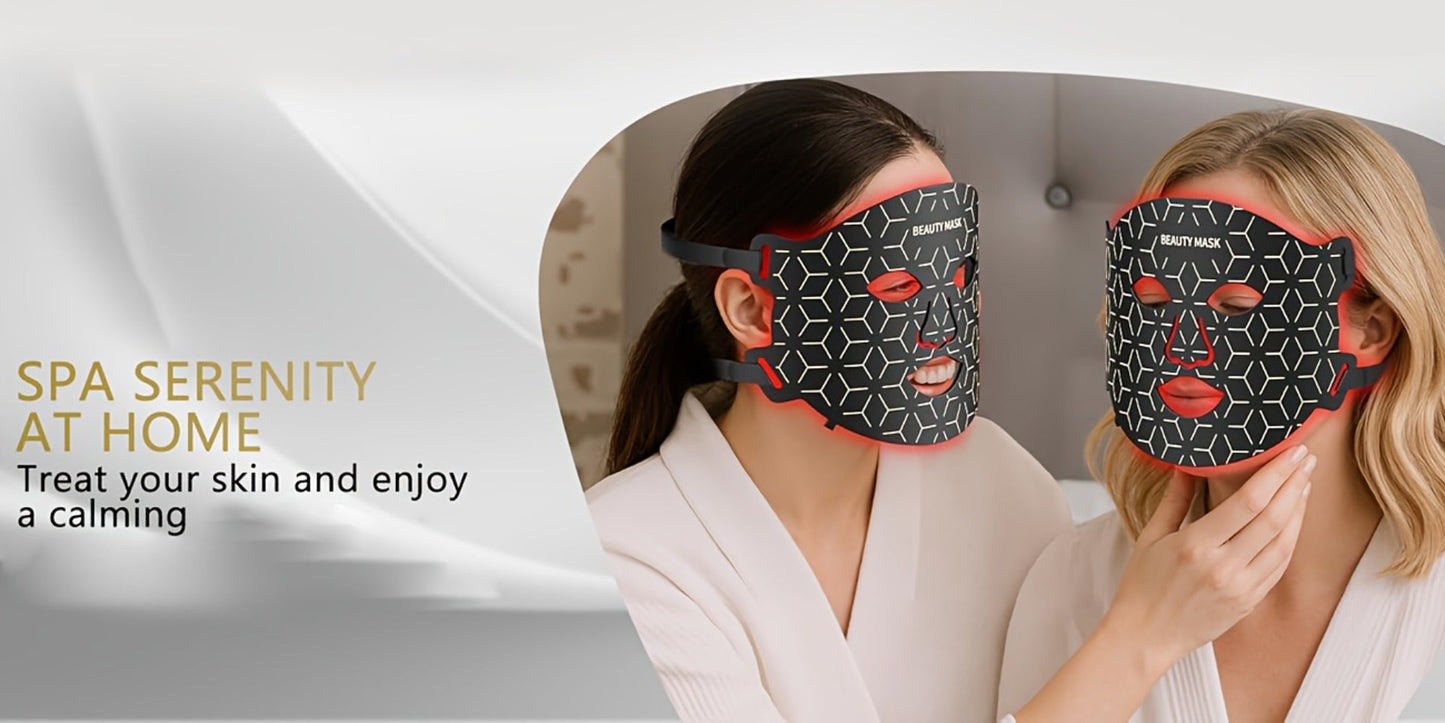 LED Face Mask, 7-in-1 Red Light Therapy for Face & Neck, 93+80 LED Beads, Separate Silicone Applicator