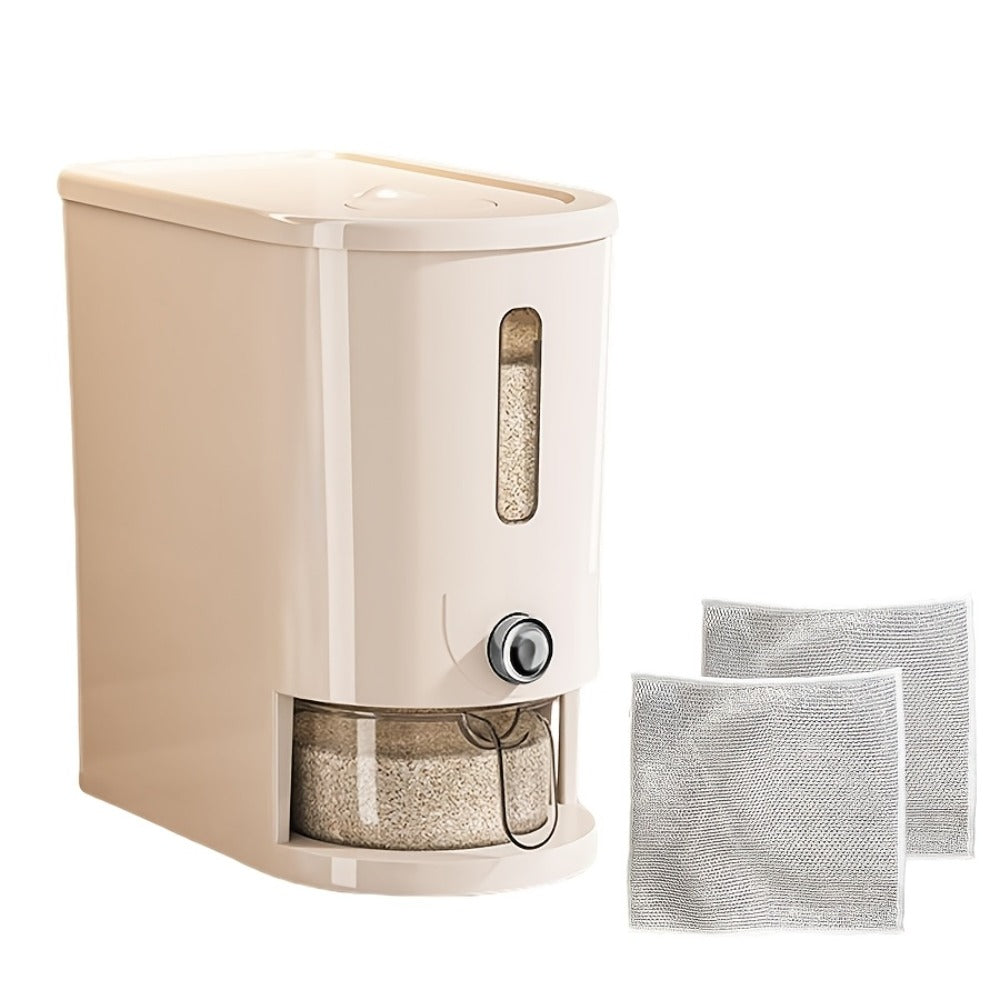 Food Storage Containers PET Rice Bin with Flip-Top Latch, Measuring Cup and 11- or 22-Pound Capacity