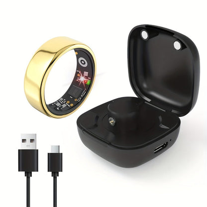 R18 Smart Ring Activity Tracker with 20+ Workout Modes – Sleep & Stress Monitor, Heart Rate, iPhone & Android Compatible, USB Charging