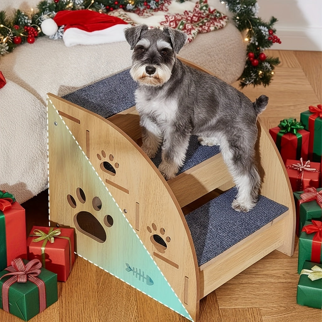 Dog Stairs for Bed & Couch Non-Slip – 3 to 5 Step Pet Steps with Safety Rails, Ramp Design for Small Medium Dogs, Cats & Senior Pets