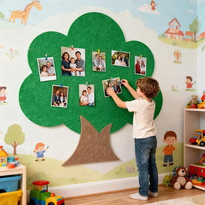 Felt Wall Organizer Tree Shape Memo Board 23.6x23.6 Inch Self-Adhesive – Decorative Felt Board for Home, Office