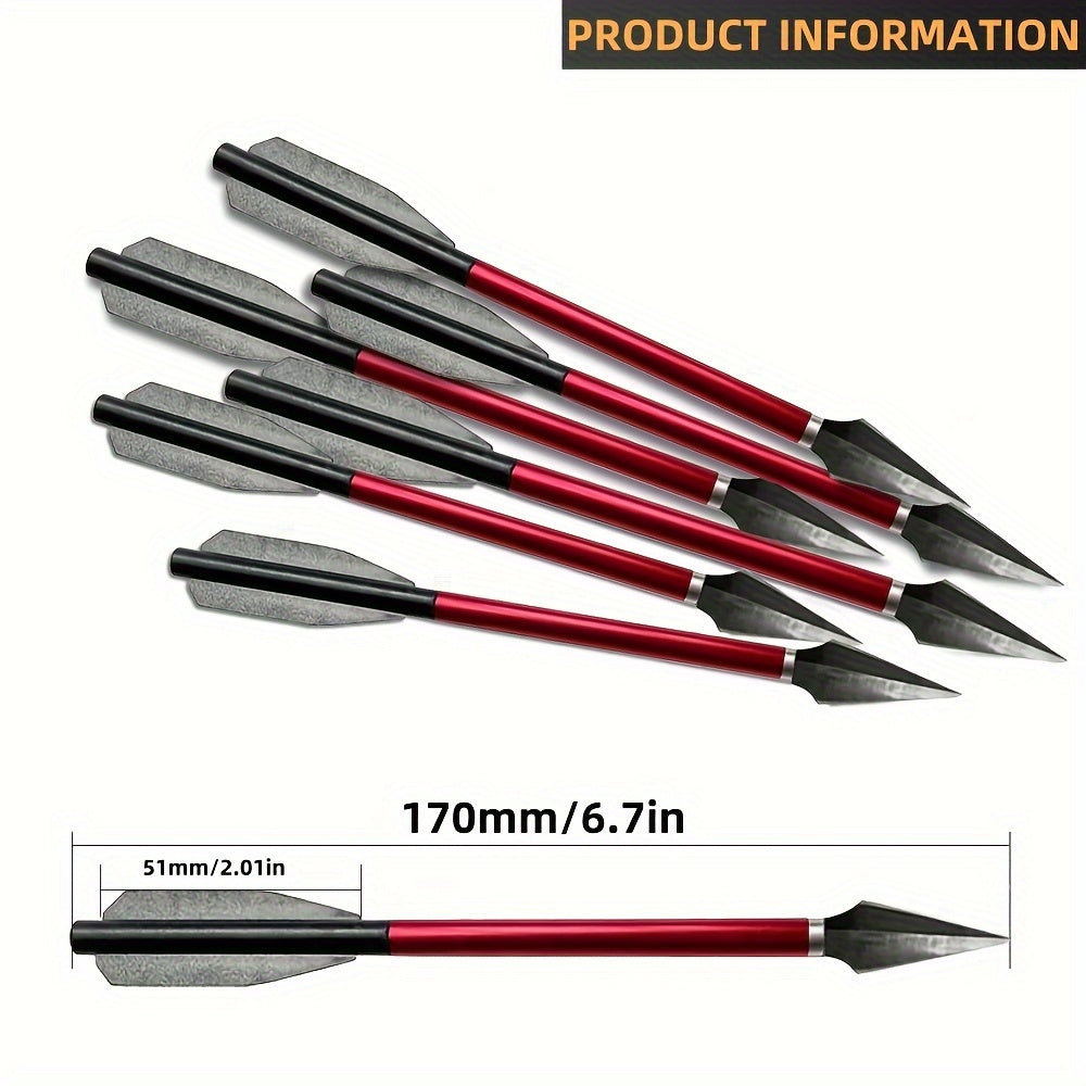 Broadhead Mini Crossbow Bolts 6pcs | 6.7 Inch Aluminum Alloy Archery Arrows with Sharp Tips for 50-80 Lbs Mini Crossbow