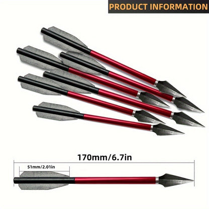 Broadhead Mini Crossbow Bolts 6pcs | 6.7 Inch Aluminum Alloy Archery Arrows with Sharp Tips for 50-80 Lbs Mini Crossbow