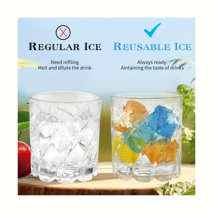 Reusable Plastic Ice Cubes 60/90/120/165 PCS - Non-Melting Non-Diluting Refreezable Ice Cubes for Whiskey