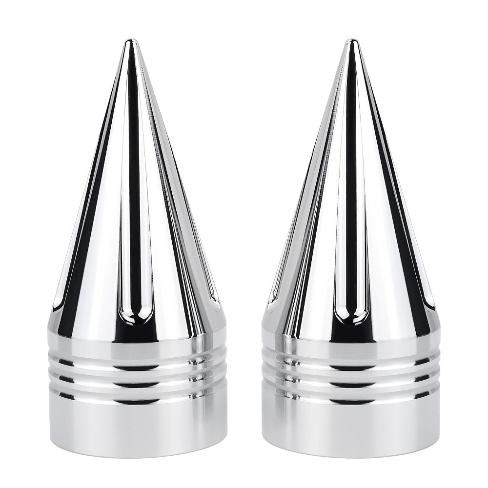 CNC Spike Motorcycle Front Axle Nut Covers Caps 3.6" – Fits Harley Touring Street Glide Road King Electra Glide Tri Glide 2008-Later