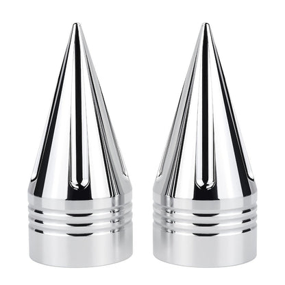 CNC Spike Motorcycle Front Axle Nut Covers Caps 3.6" – Fits Harley Touring Street Glide Road King Electra Glide Tri Glide 2008-Later