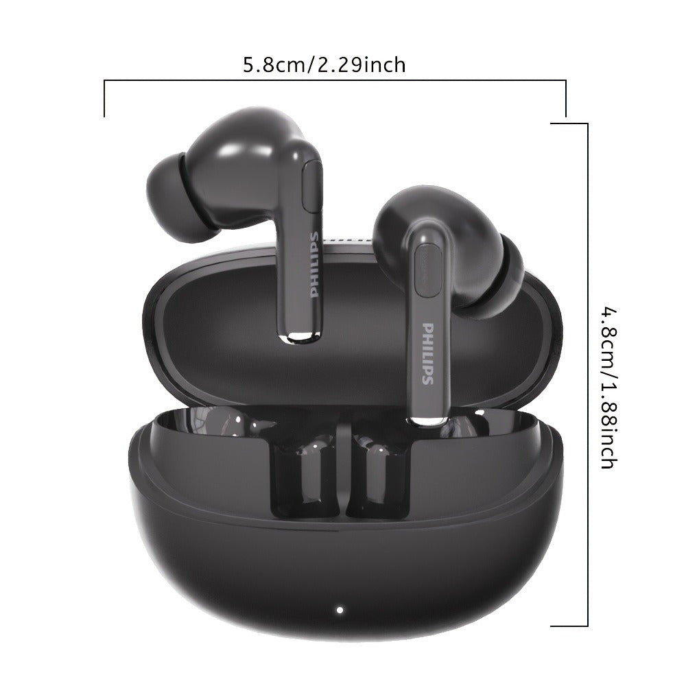 Wireless Earbuds Philips Bluetooth 6.0 Semi-Open Back with Rechargeable Case in White or Black