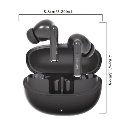 Wireless Earbuds Philips Bluetooth 6.0 Semi-Open Back with Rechargeable Case in White or Black
