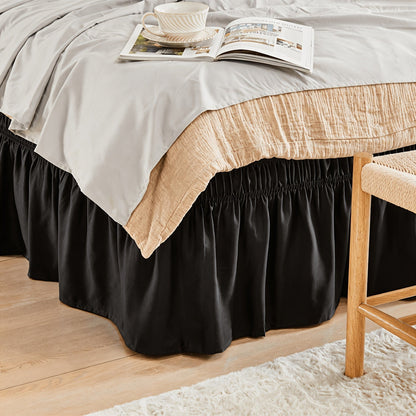 Ruffled Bed Skirt with Adjustable Elastic – Twin Full Queen King, 15-Inch Drop, Machine Washable, 30 Colors