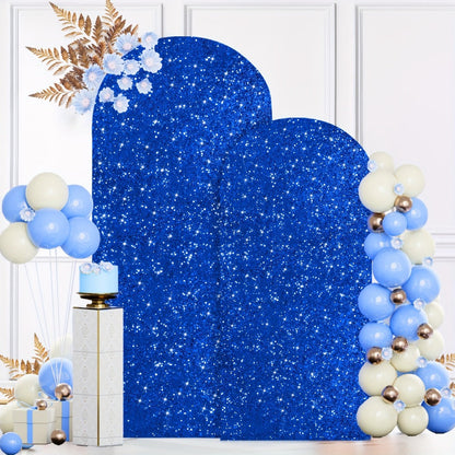 Glitter Sequin Arch Cover 2 Set 6Ft & 7.2Ft Metallic Spandex Payette Panel Wedding Arch Backdrop Cover for Wedding Ceremony, Birthday Party