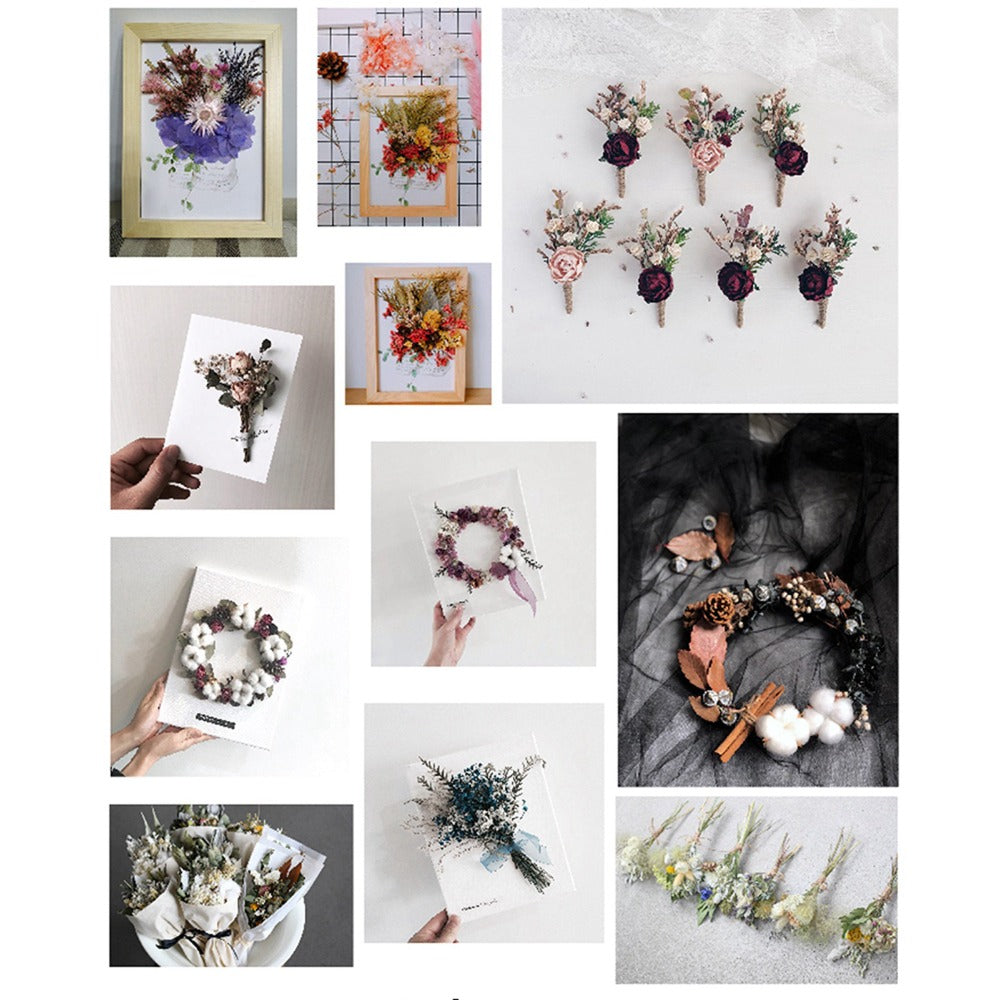 Four-Box Mixed Dried Flower Set with Assorted Colors and Small Botanical Pieces for Craft Decoration