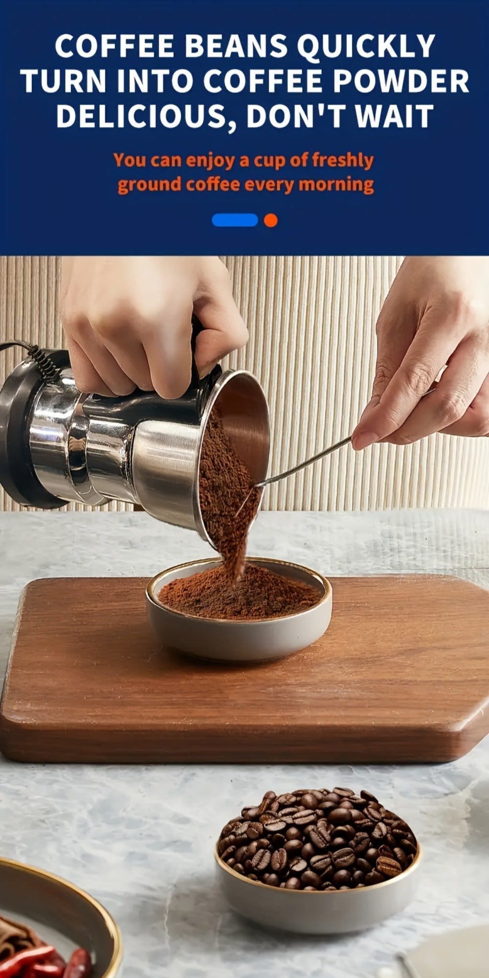 Electric Coffee Grinder 300W 4-Blade Stainless Steel Spice Nut Bean Grinder 400g 14oz Deepen for Entryways, Bedrooms and Living Spaces