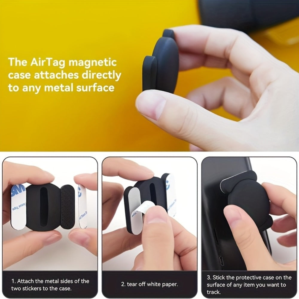Round Find My Locator Tag with Magnetic Sleeve, 1.26-Inch Device and 1.81-Inch Adhesive Case