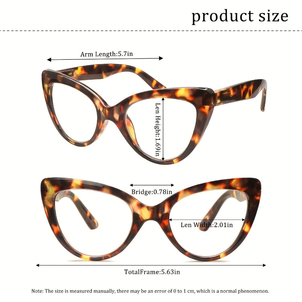 Reading Glasses – Four-Pair Cat-Eye Reader Set with Leopard and Gradient Frames with Multiple Strength and Color Options