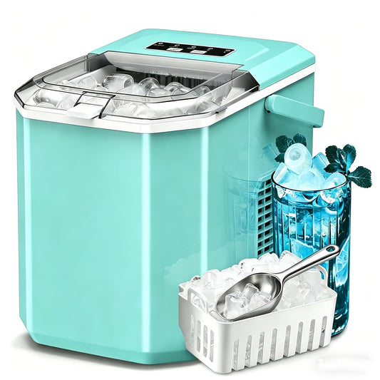 Countertop Ice Maker Per Day - 9 Ice Cubes Ready in 6 Minutes, Portable Ice Machine with Self-Cleaning