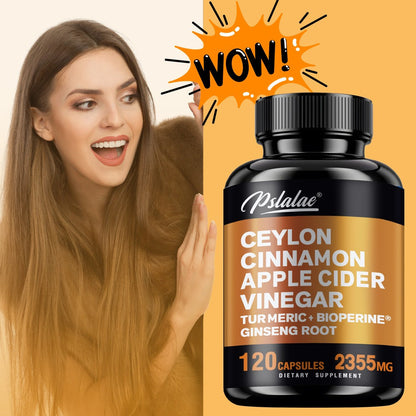 Ceylon Cinnamon Capsules 120 Count with Apple Cider Vinegar Turmeric Bioperine & Ginseng for Bath Time, Home Spa and Personal Care