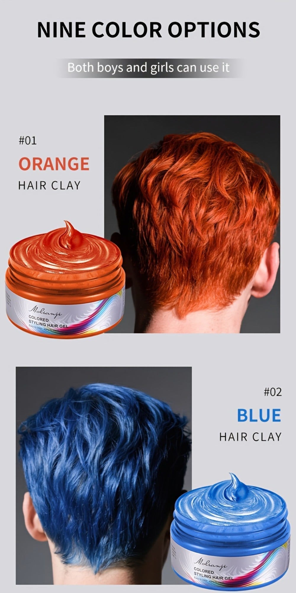Hair Color Wax Temporary Hair Dye 3.53oz, 9 Vivid Shades, Easy Wash, Non-Damaging for Everyday Face, Beard and Body Grooming