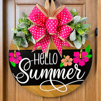 Summer Door Hanger for Front Door - Hello Summer Spring Wreath All Season Door Decor for Entryways, Bedrooms and Living Spaces