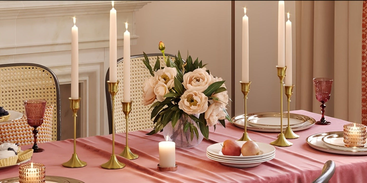 Metal Bell Candlestick Holders Set, Vintage Copper & Black Taper Candle Holders for Wedding Centerpieces