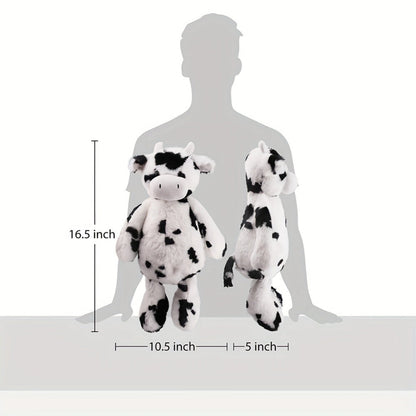 Stuffed Animal Black-and-White Cow in 16-Inch Size with Plush Fur and Care for Character Display, Room Decor and Gift Presentation