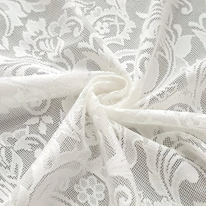 Sheer Curtain Rod Pocket Floral Lace Semi-Sheer Window Panel for Living Room Bedroom Kitchen Bathroom, 100% Polyester, Machine Washable