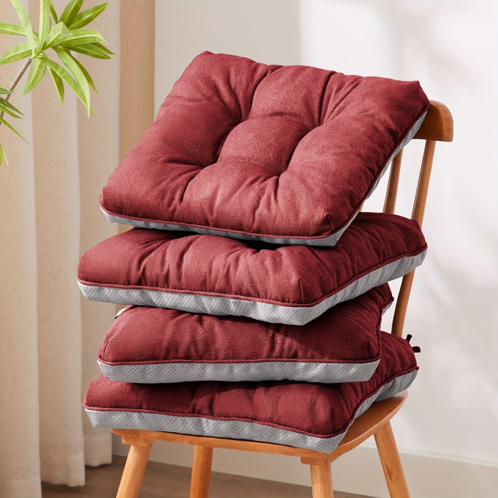 Memory Foam Chair Cushions Set of 4 – Kitchen Chair Pads with Non-Slip Backing & Ties, 500GSM Thick Seat Cushions for Dining Chairs Indoor
