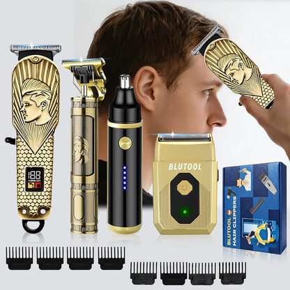 Hair Clipper & Beard Trimmer Set for Men USB Rechargeable with LCD Display – Professional Cordless Barber Kit Home Grooming Bundle