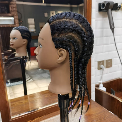 Mannequin Head with Hair 18 Inch Cosmetology Training Practice Doll Head | Hair Styling Cutting Braiding Clamp Holder Comb Clip Students