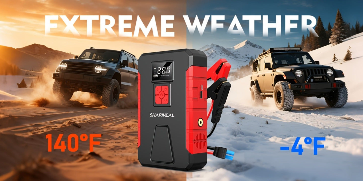 Portable Jump Starter with Air Compressor – 15000A-19000A Peak 350PSI 12V 17-in-1 Car Battery Jump Starter, Digital Display