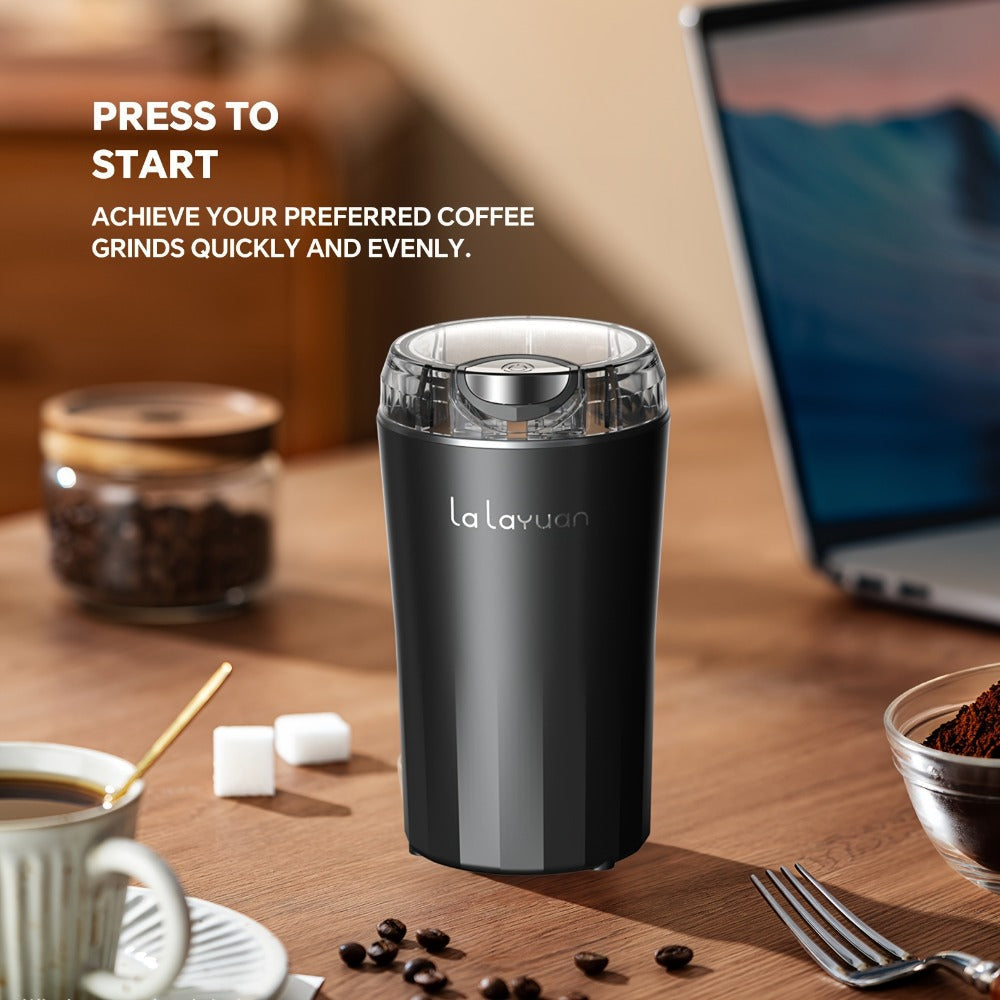 200W-Labeled Electric Coffee Grinder with Press-Lid Control, Two-Leaf Blade and Three Housing Options