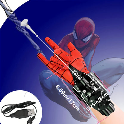 Superhero Web Shooter Toy for Kids, 9.4 Ft Rope Launcher, USB Rechargeable, Spider Hero Role Play Gift for Boys & Girls