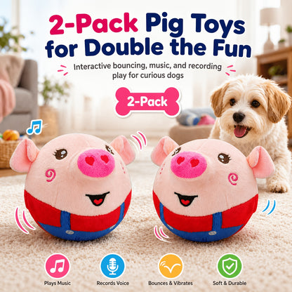 Electronic Bouncing Dog Toy with Animal Sound – USB Rechargeable Interactive Rolling Ball, Voice Recording & Music Mode