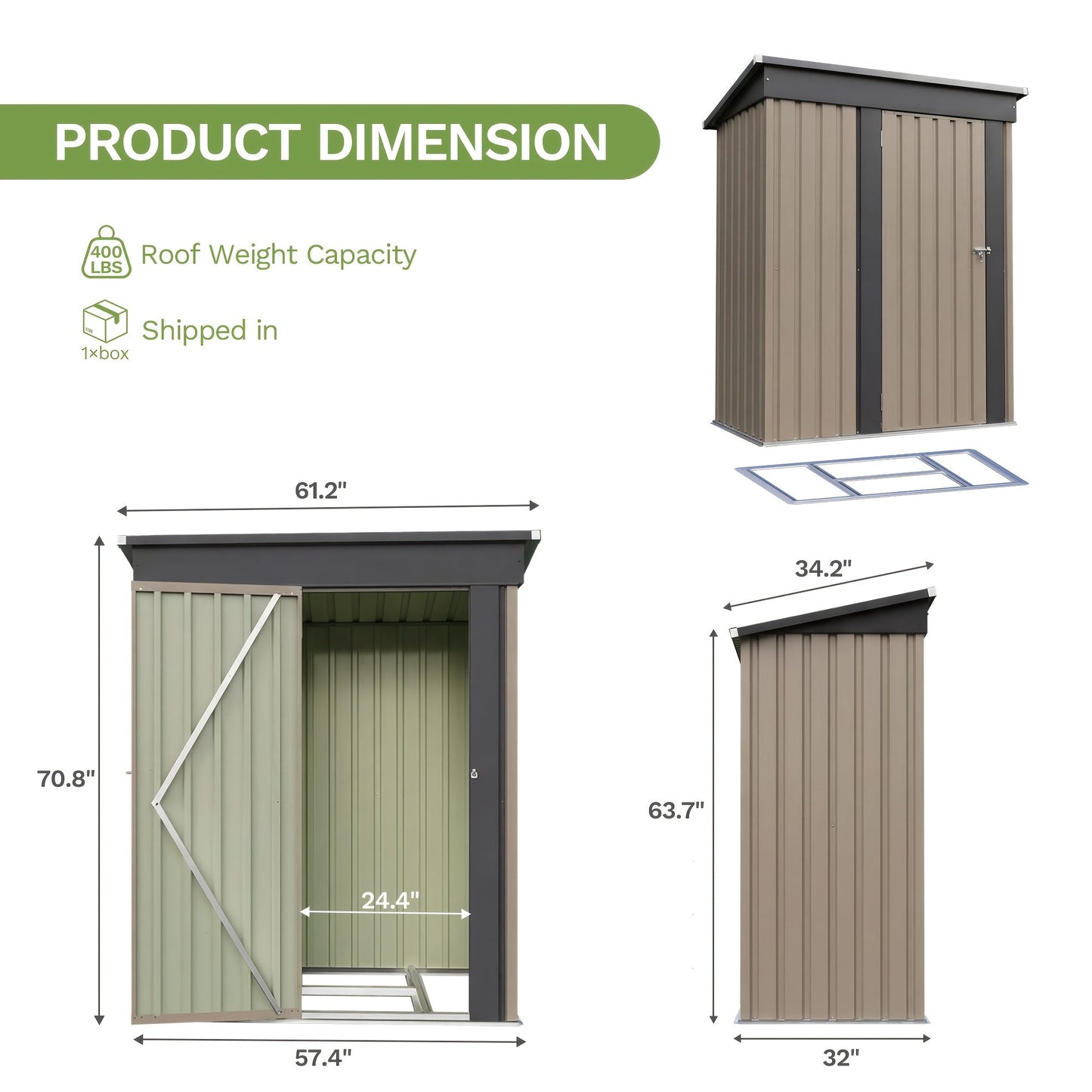 Garden Storage Shed, Metal Lockable Tool Backyard Compact for Garden, Patio and Yard Use, with the Listed Configuration