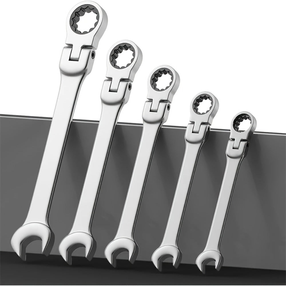 Ratcheting Wrench Set 16pcs Flex Head 180°, Metric 6-22mm CR-V Steel Combination Wrench Kit with 72-Tooth Ratchet & Organizer Bag