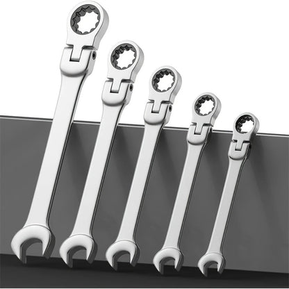 Ratcheting Wrench Set 16pcs Flex Head 180°, Metric 6-22mm CR-V Steel Combination Wrench Kit with 72-Tooth Ratchet & Organizer Bag