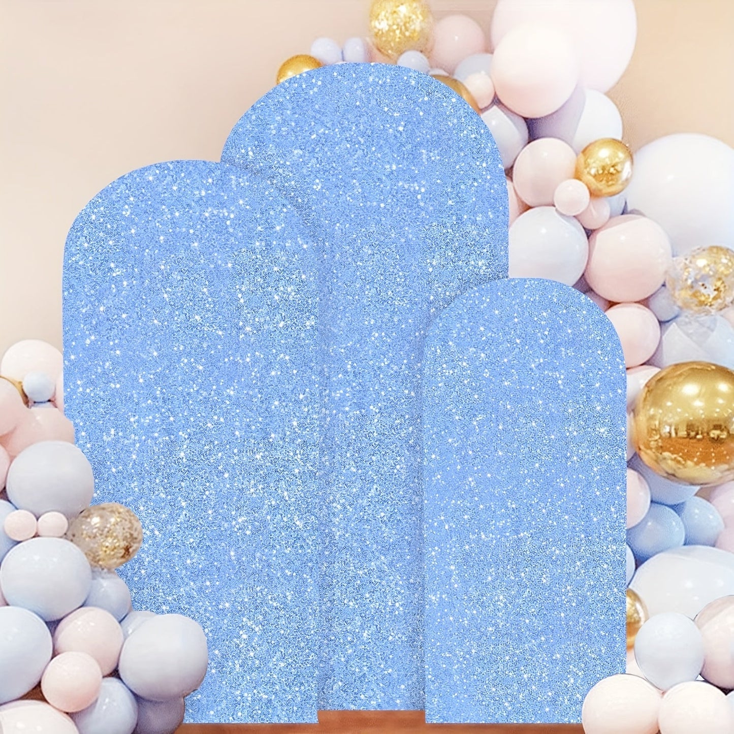 Sequins Wedding Arch Cover Set of 3 Sizes 4ft 5ft 6ft Metallic Spandex Arch Backdrop Cover Payette Glitter Arch Stand Cover for Wedding