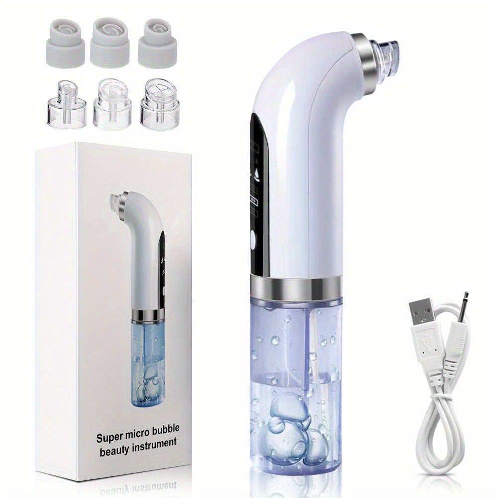 Pore Vacuum Blackhead Remover 6 Accessories 3-Speed Adjustable Suction USB Rechargeable for Bath Time, Home Spa and Personal Care